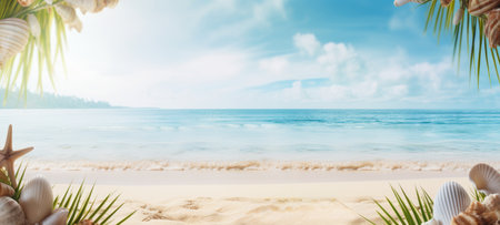 seashells on the beach sea sand summerの素材