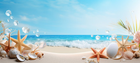 seashells on the beach sea sand summerの素材