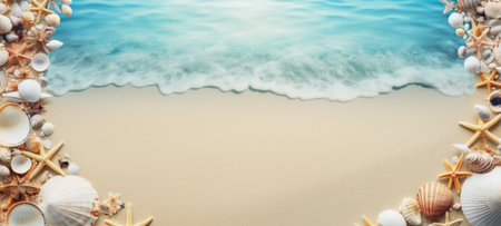 seashells on the beach sea sand summerの素材