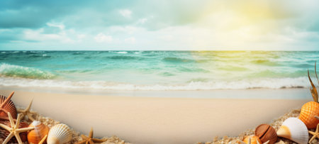 seashells on the beach sea sand summerの素材