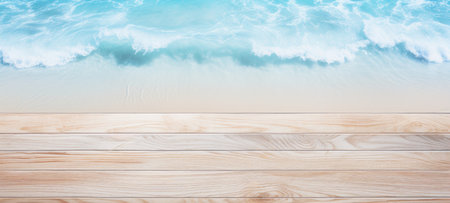 seashells on wood and sand summerの素材