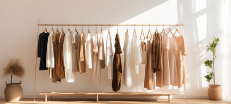minimalistic beige female fashion dress clothes boutique, aiの素材
