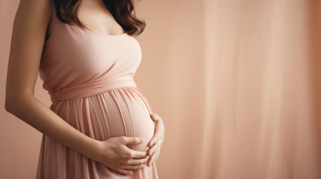 woman pregnant expecting maternity pink dress mom, aiの素材