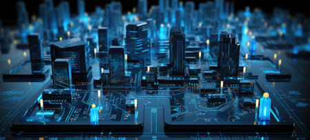 futuristic cyber buildings tech concept, aiの素材