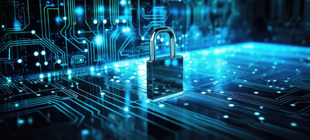 cyber security digital lock technology tech, aiの素材