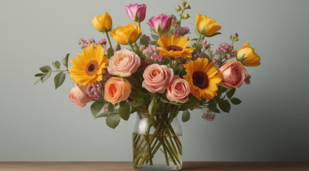 flower bouquet vase in simple background, aiの素材