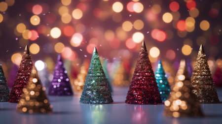 christmas tree xmas holiday decoration with glitter bokeh background, aiの素材