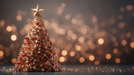 christmas tree xmas holiday decoration with glitter bokeh background, aiの素材
