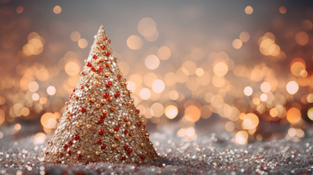 christmas tree xmas holiday decoration with glitter bokeh background, aiの素材