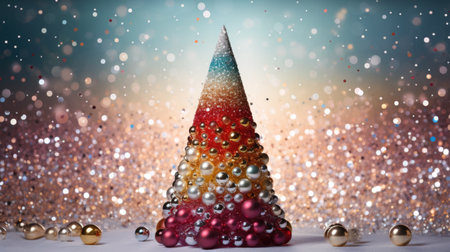 christmas tree xmas holiday decoration with glitter bokeh background, aiの素材