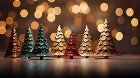 christmas tree xmas holiday decoration with glitter bokeh background, aiの素材