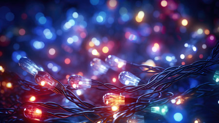 christmas lights glowing holiday celebrationの素材