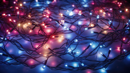 christmas lights glowing holiday celebrationの素材