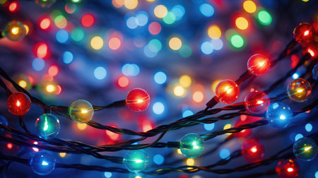 christmas lights glowing holiday celebrationの素材