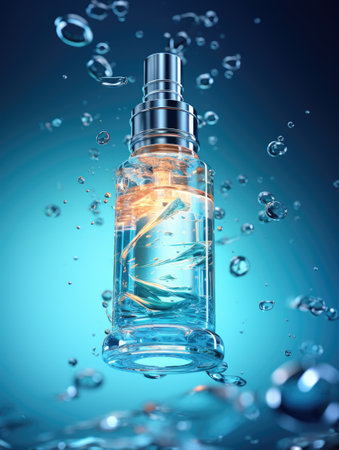 transparent bottle on water background, aiの素材