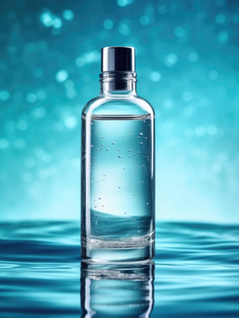 transparent bottle on water background, aiの素材