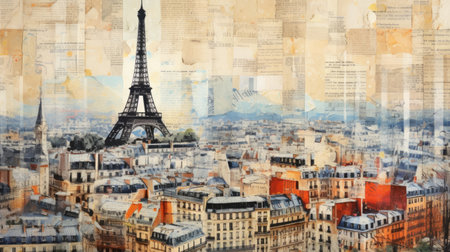 abstract collage art of cityscape view, aiの素材