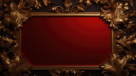 antique damask frame with red and gold color, aiの素材