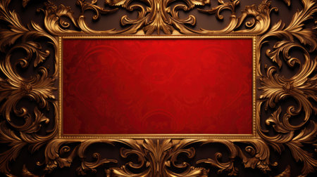 antique damask frame with red and gold color, aiの素材
