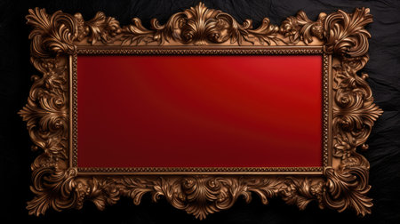 antique damask frame with red and gold color, aiの素材