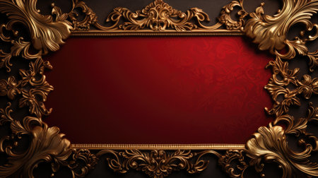 antique damask frame with red and gold color, aiの素材