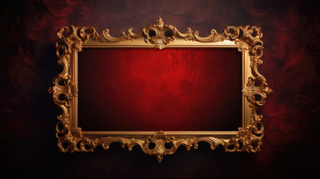 antique damask frame with red and gold color, aiの素材