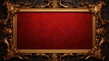 antique damask frame with red and gold color, aiの素材