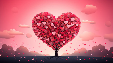 valentine's day concept art heart and love tree, aiの素材