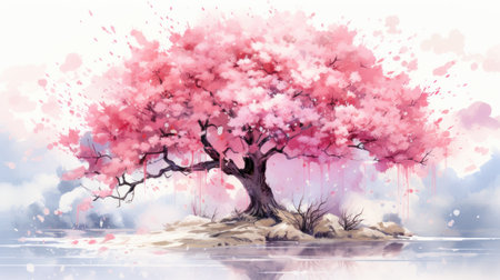 japanese sakura, cherry blossom tree during spring, aiの素材
