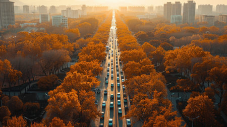 gingko autumn fall traffic pathの素材