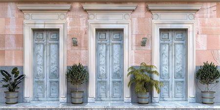 doors of an apartment building with marbleの素材