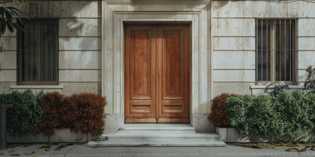 doors of an apartment building with marbleの素材