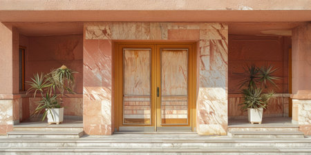 doors of an apartment building with marbleの素材