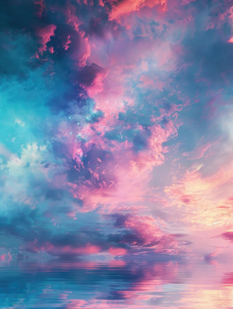 dreamy blue and pink sky cloudsの素材