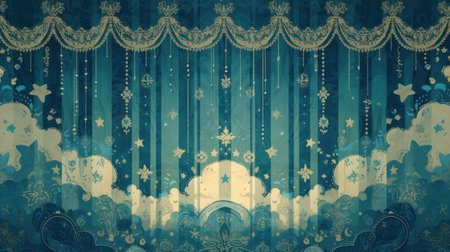 dark blue star whimsical curtain backgroundの素材