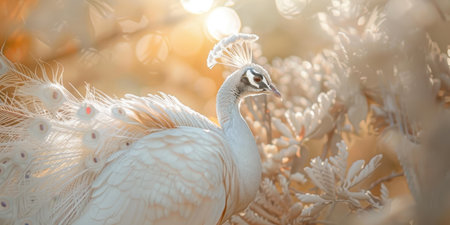 white peacock in daylight sunny dayの素材