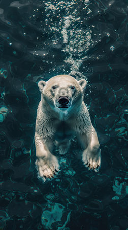 concept of global warming polar bear in waterの素材