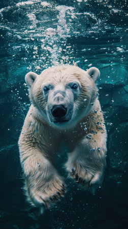 concept of global warming polar bear in waterの素材