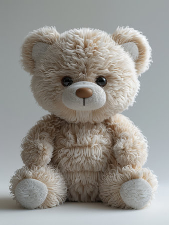 cute teddy bear toy sitting white backgroundの素材