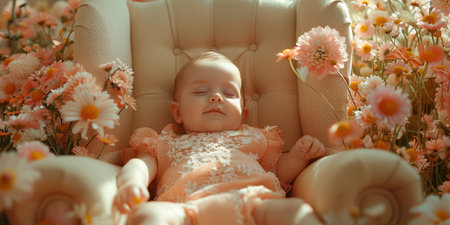 Newborn Baby in pastel Taupe chairの素材