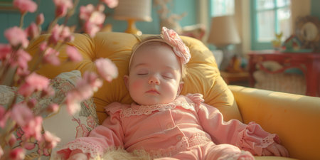 Newborn Baby in pastel Taupe chairの素材