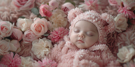 Floral Teddy Bear Outfit Baby Soft Lighting White Pink Luxurious Fabricsの素材