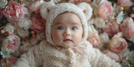 Floral Teddy Bear Outfit Baby Soft Lighting White Pink Luxurious Fabricsの素材