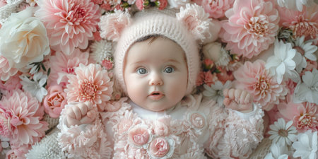 Floral Teddy Bear Outfit Baby Soft Lighting White Pink Luxurious Fabricsの素材