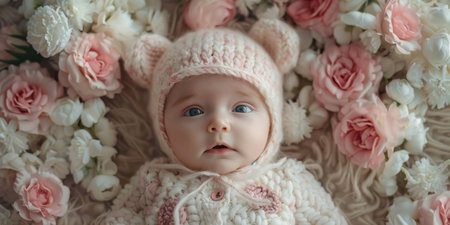 Floral Teddy Bear Outfit Baby Soft Lighting White Pink Luxurious Fabricsの素材