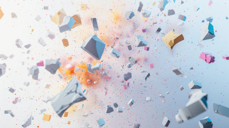Pastel Debris Floating Particles Abstract Minimalist White Background Etherealの素材