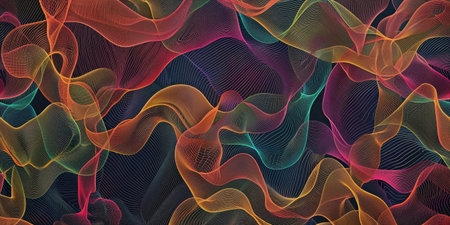 Intricate Thin Lines Pattern Multiple Colors Abstract Geometric Design Art Textureの素材