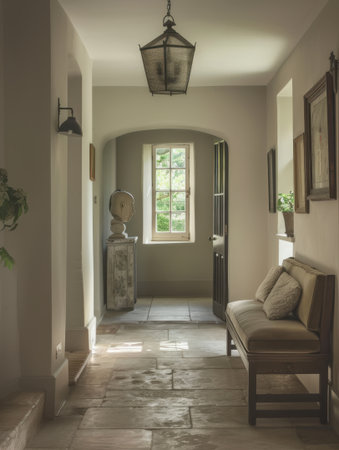 White and Olive Green Country Entrance Hall Elegant Farmhouse Style Refined Simplicityの素材