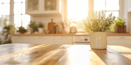 Luxury Kitchen Counter Closeup White Marble Bright Daylight Cozy Blurry Backgroundの素材