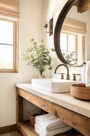 Farmhouse Powder Room Small Bathroom Light Earthy Colors Vanity Lightsの素材